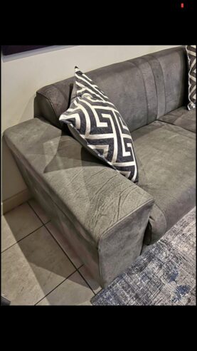 Terry Leather 2 Seater Couch in Buffed Charcoal