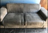 Terry Leather 2 Seater Couch in Buffed Charcoal