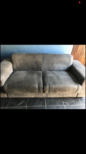 Terry Leather 2 Seater Couch in Buffed Charcoal